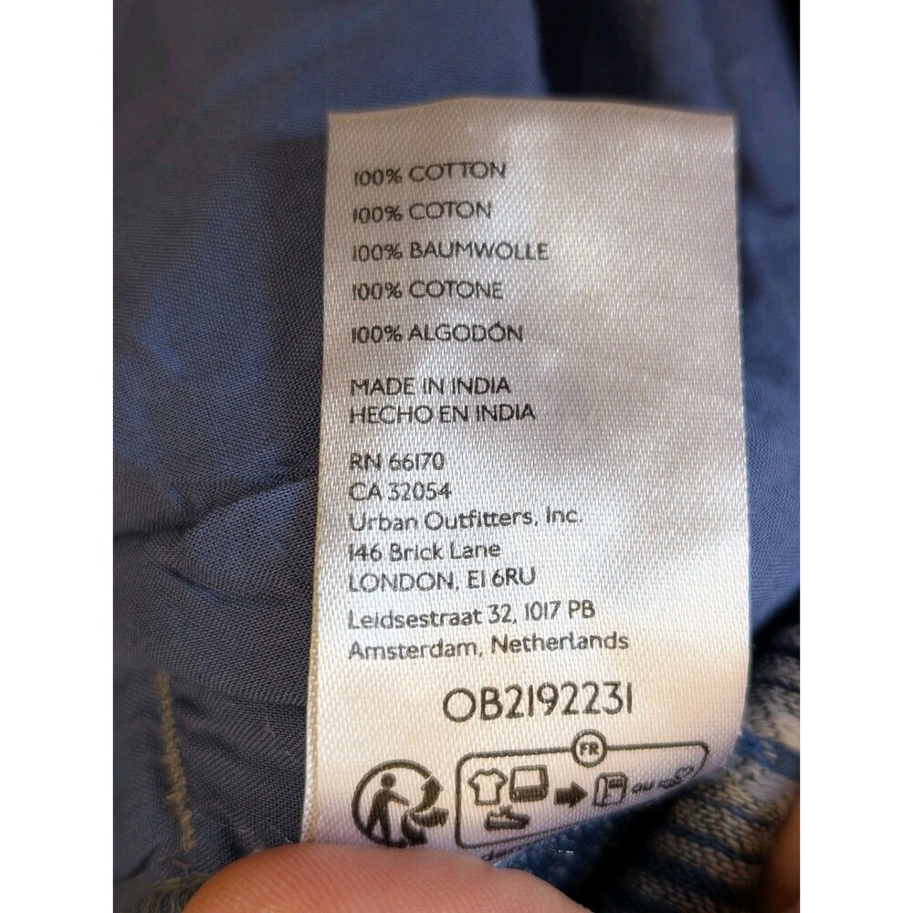 Free People Days End Cotton/Linen Stripe Pants Small Wide Leg Blue - Picture 5 of 12
